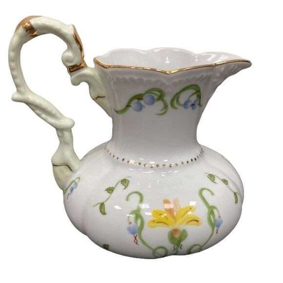 Lissi Kaplan Giftcraft China Crocus Sugar Pot & Creamer with Gold Top and Rim - Picture 4 of 16